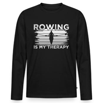 Rowing Therapy - Männer Premium Bio Langarmshirt - Schwarz - Vorne - Nico (187cm)