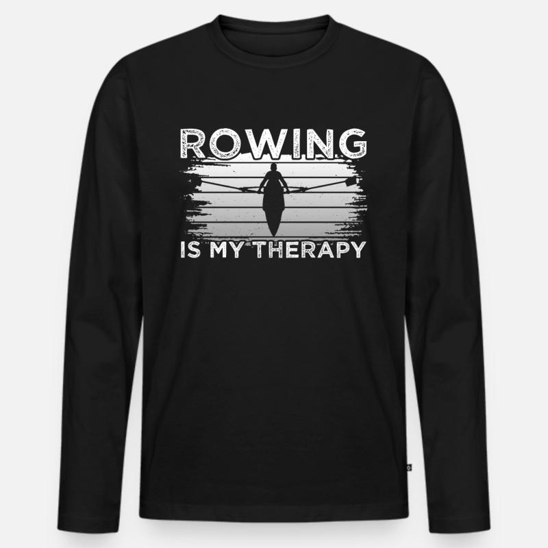 Rowing Therapy - Männer Premium Bio Langarmshirt - Schwarz