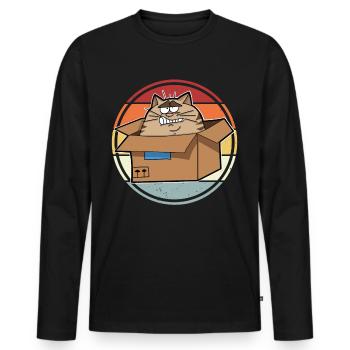 Katze Im Karton - Männer Premium Bio Langarmshirt - Schwarz - Vorne - Nico (187cm)