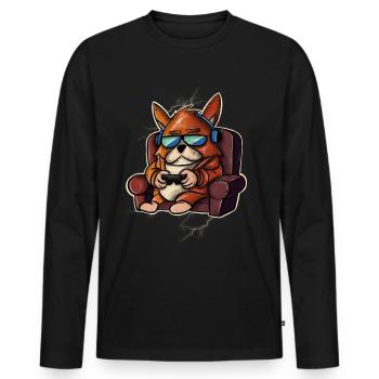 Jeu de chien Joueur Joueurs Joueurs - T-shirt manches longues Premium bio Homme - noir - Devant - Nico (187cm)