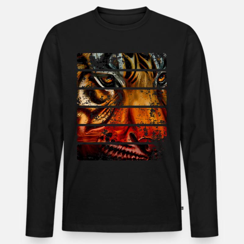 Tiger - Männer Premium Bio Langarmshirt - Schwarz