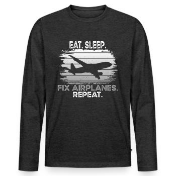 Mechanic Fix Airplanes - Men's Premium Organic Long Sleeve Shirt - heather anthracite - Front - Nico (187cm)