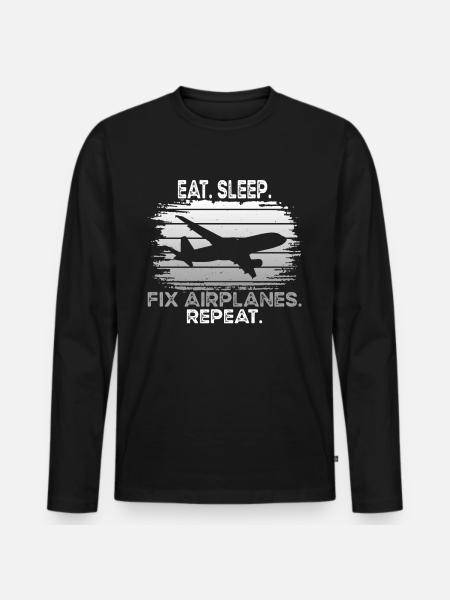 Mechanic Fix Airplanes - Men's Premium Organic Long Sleeve Shirt - black
