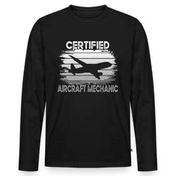 Certified Aircraft Mechanic - Männer Premium Bio Langarmshirt - Schwarz - Vorne - Nico (187cm)