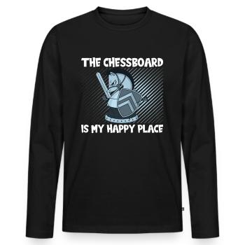 Chess Happy Place - T-shirt manches longues Premium bio Homme - noir - Devant - Nico (187cm)