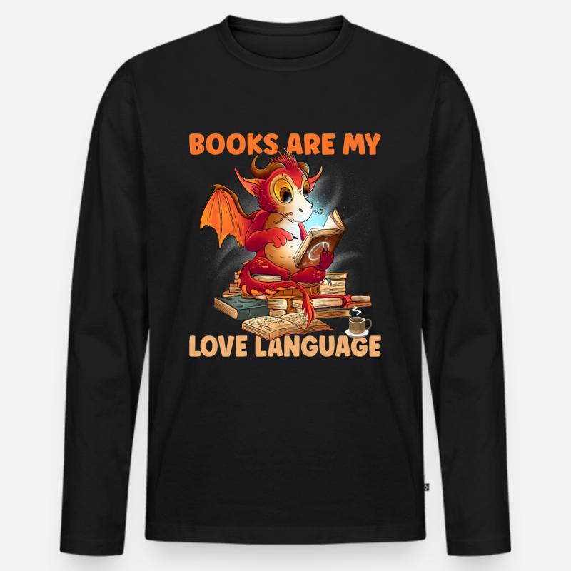 Books Love Language Lesen - Männer Premium Bio Langarmshirt - Schwarz