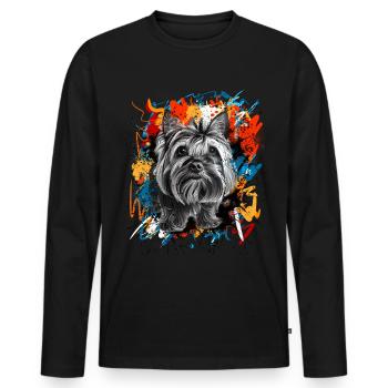 Yorkshire Terrier - Men's Premium Organic Long Sleeve Shirt - black - Front - Nico (187cm)