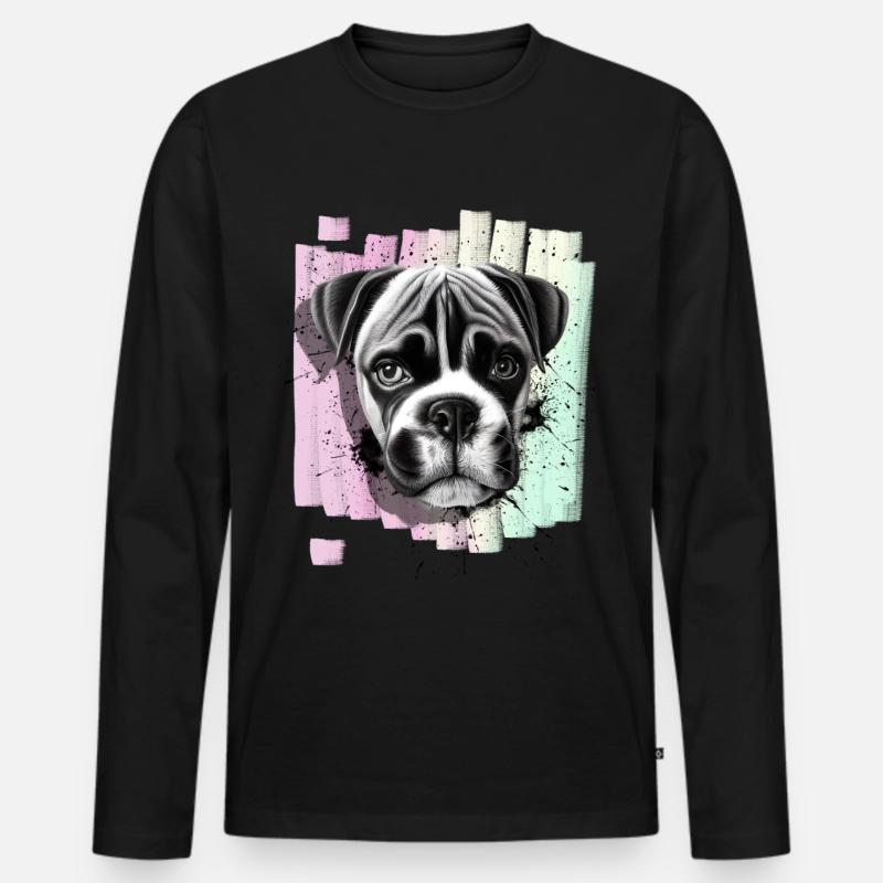 Boxer Hund - Männer Premium Bio Langarmshirt - Schwarz