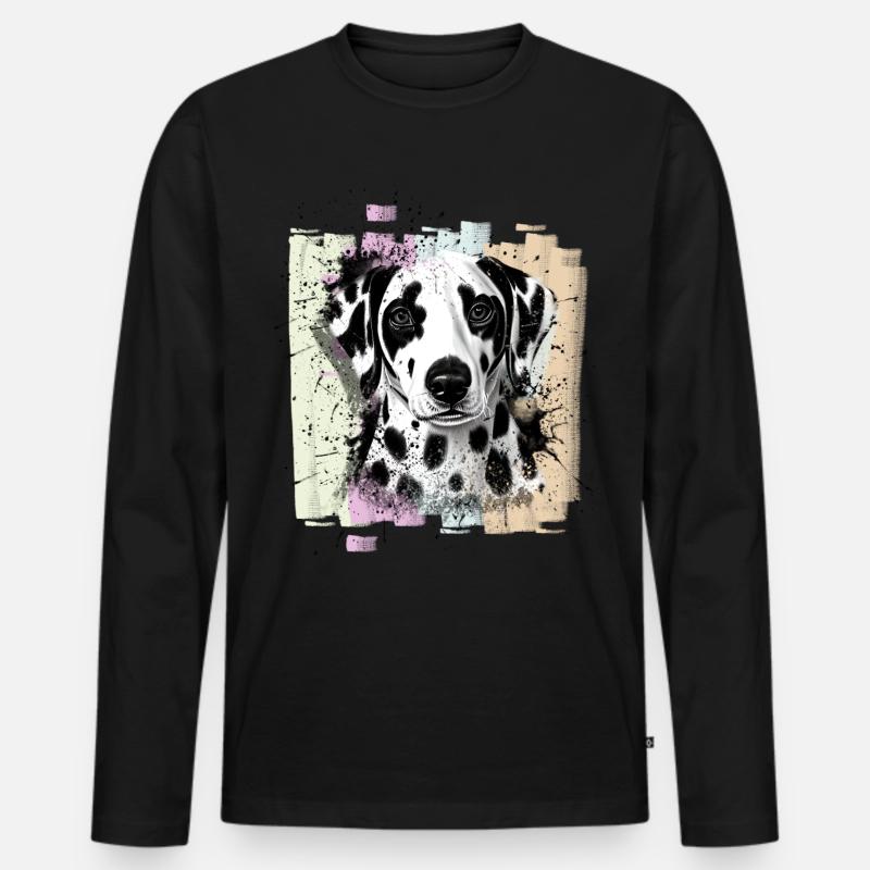 Dalmatiner Hund - Männer Premium Bio Langarmshirt - Schwarz