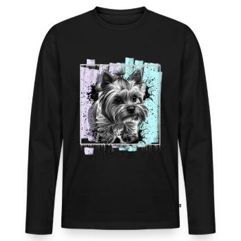 Yorkshire Terrier - Men's Premium Organic Long Sleeve Shirt - black - Front - Nico (187cm)