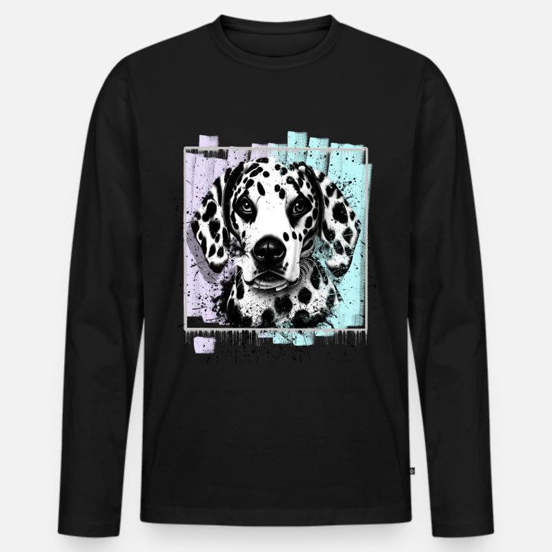 Dalmatiner - Männer Premium Bio Langarmshirt - Schwarz