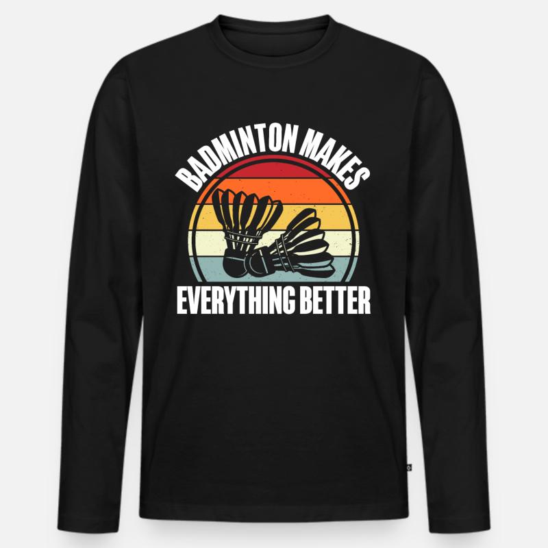 Badminton - Männer Premium Bio Langarmshirt - Schwarz