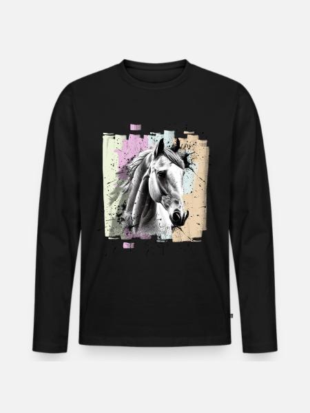 Cheval - T-shirt manches longues Premium bio Homme - noir