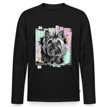 Yorkshire Terrier Yorkie - Men's Premium Organic Long Sleeve Shirt - black - Front - Nico (187cm)