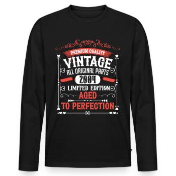 2004 Année de naissance Né Anniversaire Vintage - T-shirt manches longues Premium bio Homme - noir - Devant - Nico (187cm)