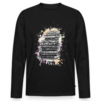 Lesen Bücher Buch - Männer Premium Bio Langarmshirt - Schwarz - Vorne - Nico (187cm)