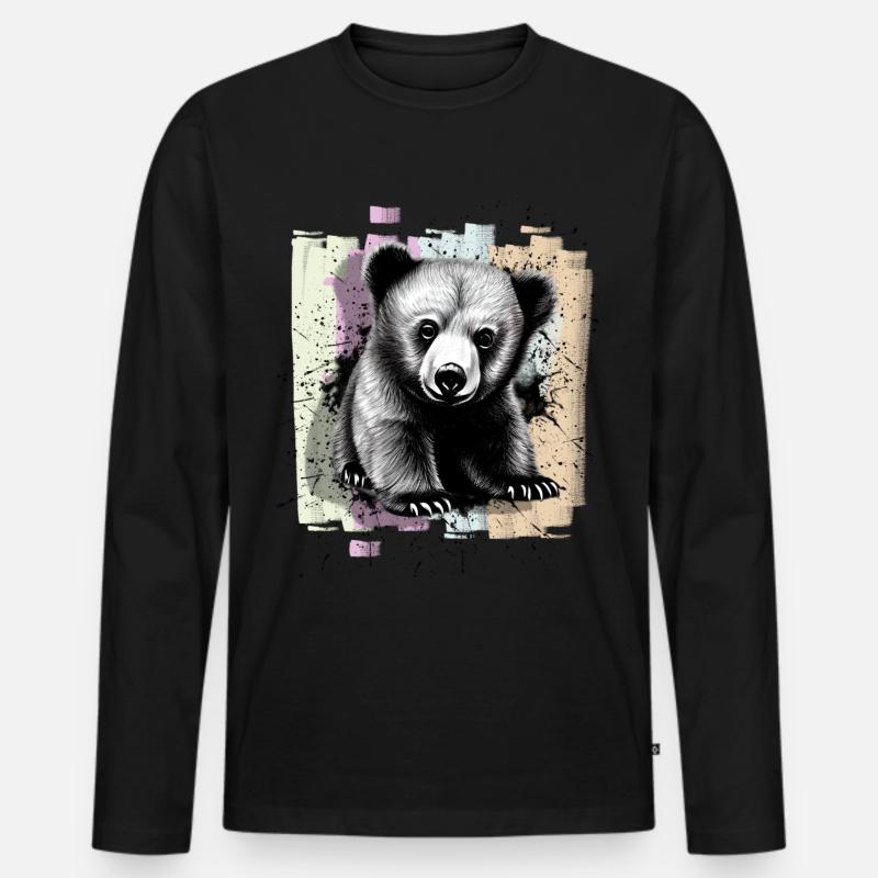 Bär - Männer Premium Bio Langarmshirt - Schwarz