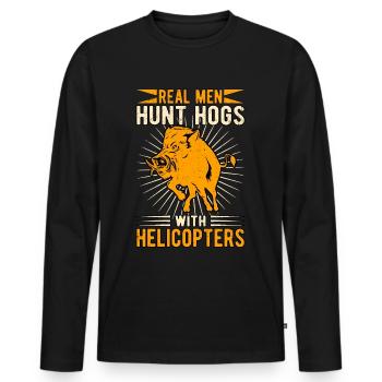 Sanglier Chasse au sanglier Chasseurs de sangliers - T-shirt manches longues Premium bio Homme - noir - Devant - Nico (187cm)