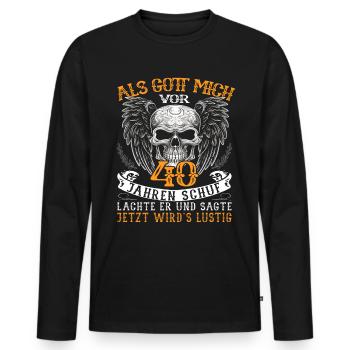 40. Geburtstag - Motorradfahrer & Biker - Männer Premium Bio Langarmshirt - Schwarz - Vorne - Nico (187cm)