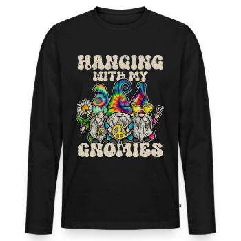 Hippie Gnomes Peace Tie Dye - Männer Premium Bio Langarmshirt - Schwarz - Vorne - Nico (187cm)