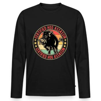 Sanglier chasseur de sanglier chasseur de sanglier - T-shirt manches longues Premium bio Homme - noir - Devant - Nico (187cm)