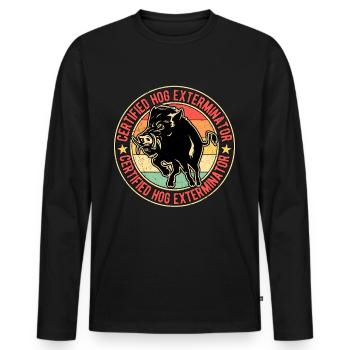 Sanglier chasseur de sanglier chasseur de sanglier - T-shirt manches longues Premium bio Homme - noir - Devant - Nico (187cm)