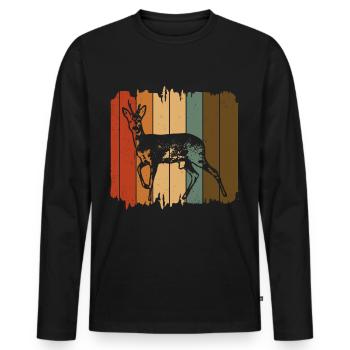 Roe deer - Men's Premium Organic Long Sleeve Shirt - black - Front - Nico (187cm)