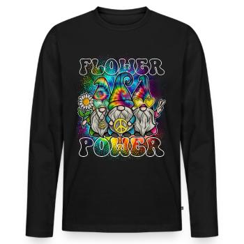Flower Power Gnomes Tie Dye Peace - Männer Premium Bio Langarmshirt - Schwarz - Vorne - Nico (187cm)