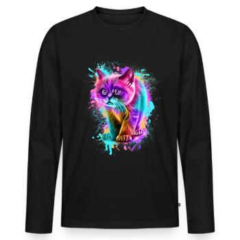 Katze Bunt - Männer Premium Bio Langarmshirt - Schwarz - Vorne - Nico (187cm)