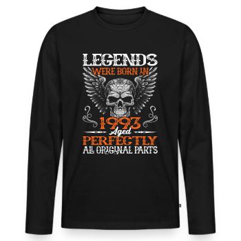 Legends were born in 1993 - 30th birthday - Men's Premium Organic Long Sleeve Shirt - black - Front - Nico (187cm)