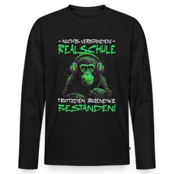Realschule bestanden - Schulabschluss - Männer Premium Bio Langarmshirt - Schwarz - Vorne - Nico (187cm)