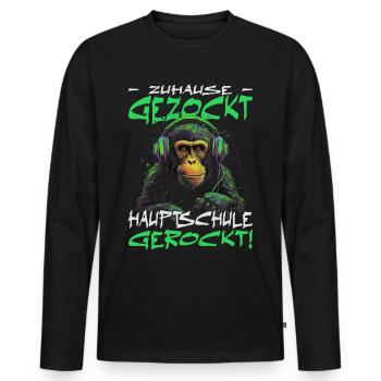 Hauptschule bestanden - Schulabschluss - Männer Premium Bio Langarmshirt - Schwarz - Vorne - Nico (187cm)
