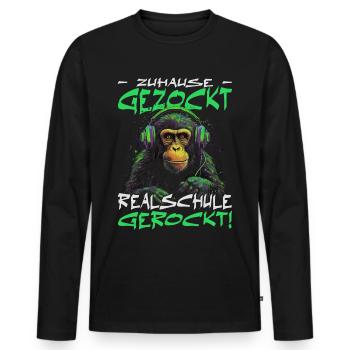 Realschule bestanden - Schulabschluss - Männer Premium Bio Langarmshirt - Schwarz - Vorne - Nico (187cm)