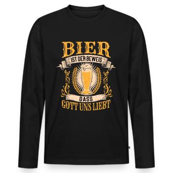 Bier Ist Der Beweis Dass Gott Uns Liebt - Männer Premium Bio Langarmshirt - Schwarz - Vorne - Nico (187cm)