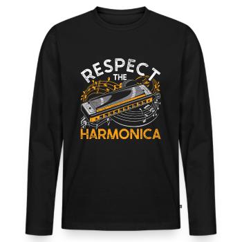 Harmoniciste - T-shirt manches longues Premium bio Homme - noir - Devant - Nico (187cm)
