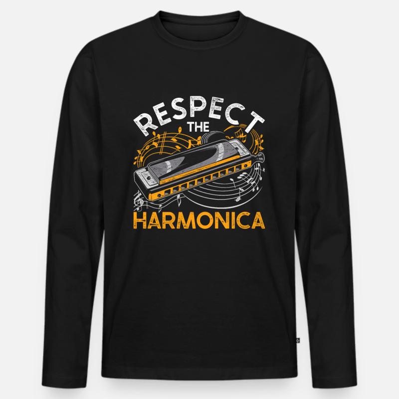 Harmonica harmonica player - Men's Premium Organic Long Sleeve Shirt - black