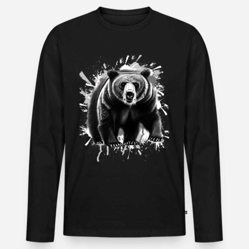 Bär - Männer Premium Bio Langarmshirt - Schwarz
