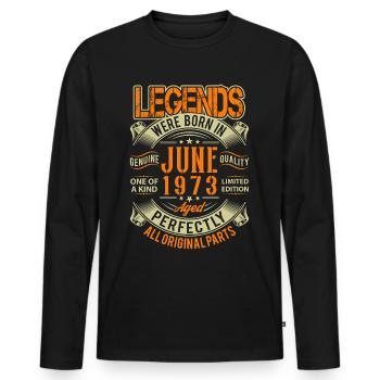 1973 Juni Geburtstag Legende - Männer Premium Bio Langarmshirt - Schwarz - Vorne - Nico (187cm)