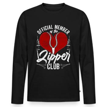 Chirurgie cardiaque Membre officiel du Zipper Club - T-shirt manches longues Premium bio Homme - noir - Devant - Nico (187cm)