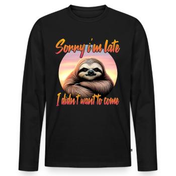 Grimmiges Faultier - Männer Premium Bio Langarmshirt - Schwarz - Vorne - Nico (187cm)