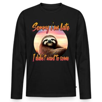 Grimmiges Faultier - Männer Premium Bio Langarmshirt - Schwarz - Vorne - Nico (187cm)