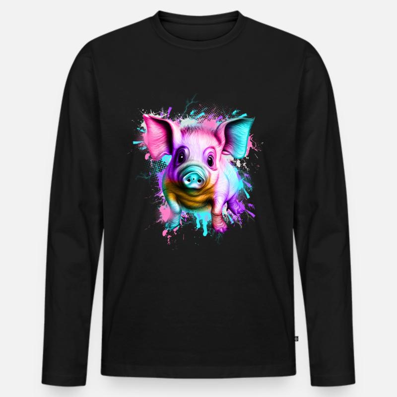Schwein - Männer Premium Bio Langarmshirt - Schwarz