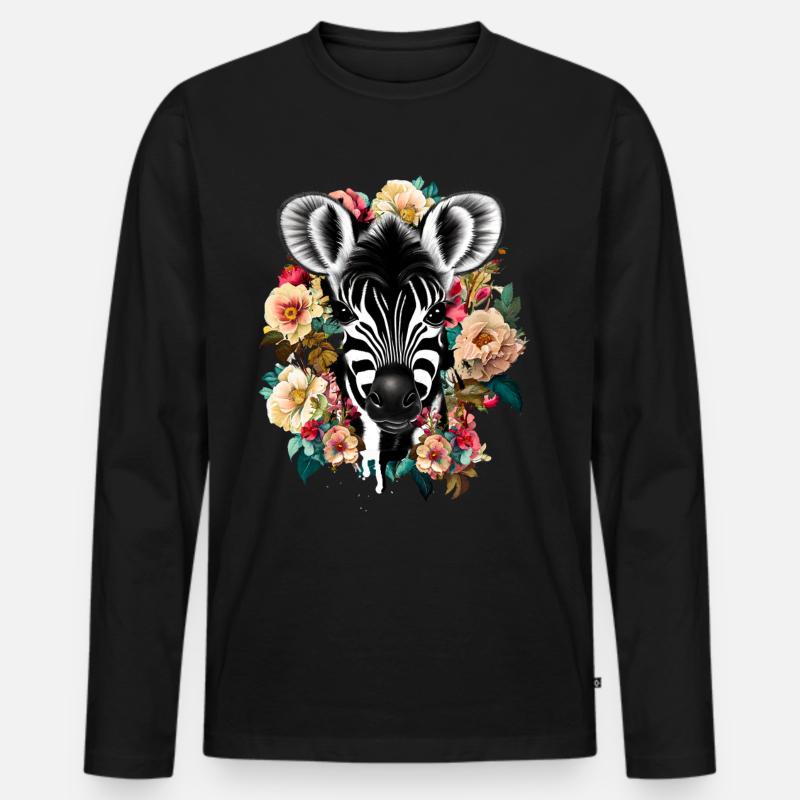 Zebra - Männer Premium Bio Langarmshirt - Schwarz