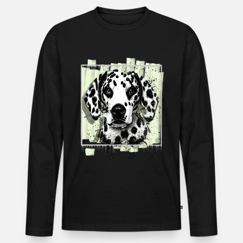 Dalmatiner - Männer Premium Bio Langarmshirt - Schwarz