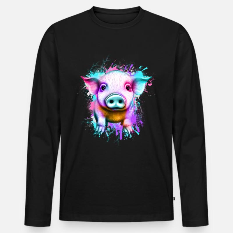 Schwein - Männer Premium Bio Langarmshirt - Schwarz
