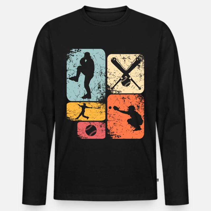 Baseball - Männer Premium Bio Langarmshirt - Schwarz