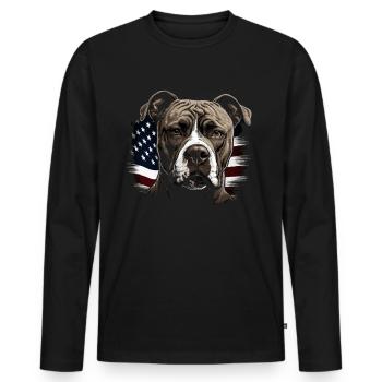 Pitbull - Propriétaire de chien Pitbull américain - T-shirt manches longues Premium bio Homme - noir - Devant - Nico (187cm)