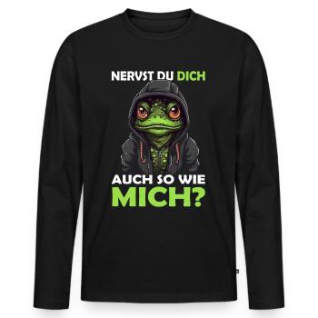 Guten Morgen - sarkastischer ironischer Bürohumor - Männer Premium Bio Langarmshirt - Schwarz - Vorne - Nico (187cm)