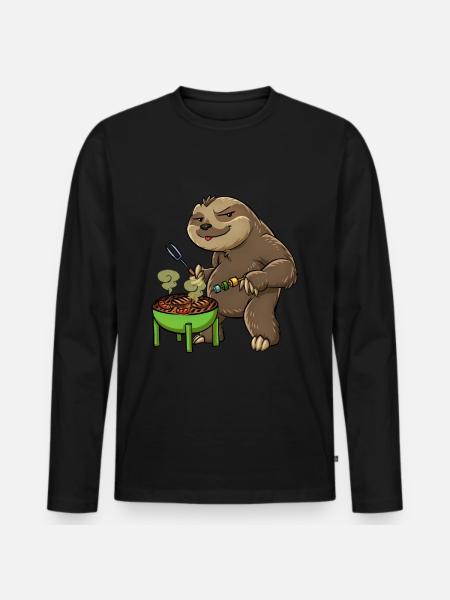Crickets Sloth - Men's Premium Organic Long Sleeve Shirt - black