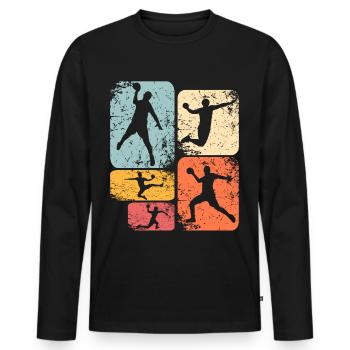 Handball Handballer - Männer Premium Bio Langarmshirt - Schwarz - Vorne - Nico (187cm)